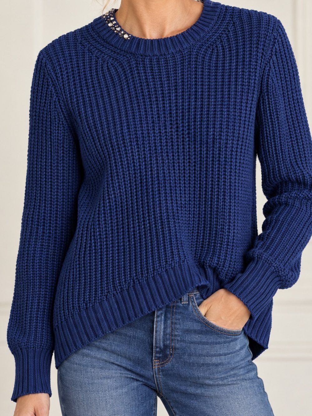 3.1 Phillip Lim for Target Navy Jeweled Collar Sweater Size S